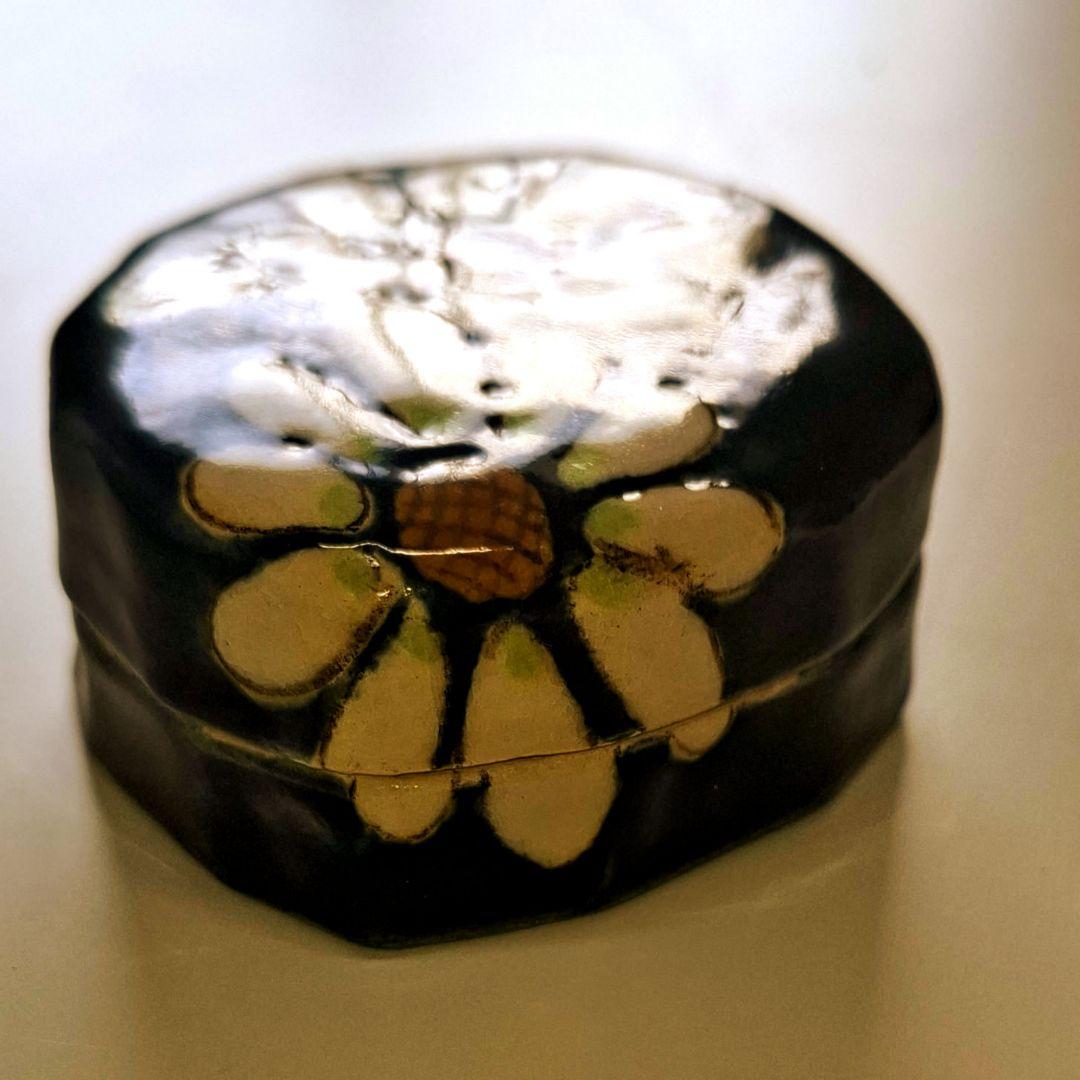 ★希少　年代物　香合　小物入れ　瑠璃釉　コバルト釉　お香入れ　茶道具　茶道 — image 3