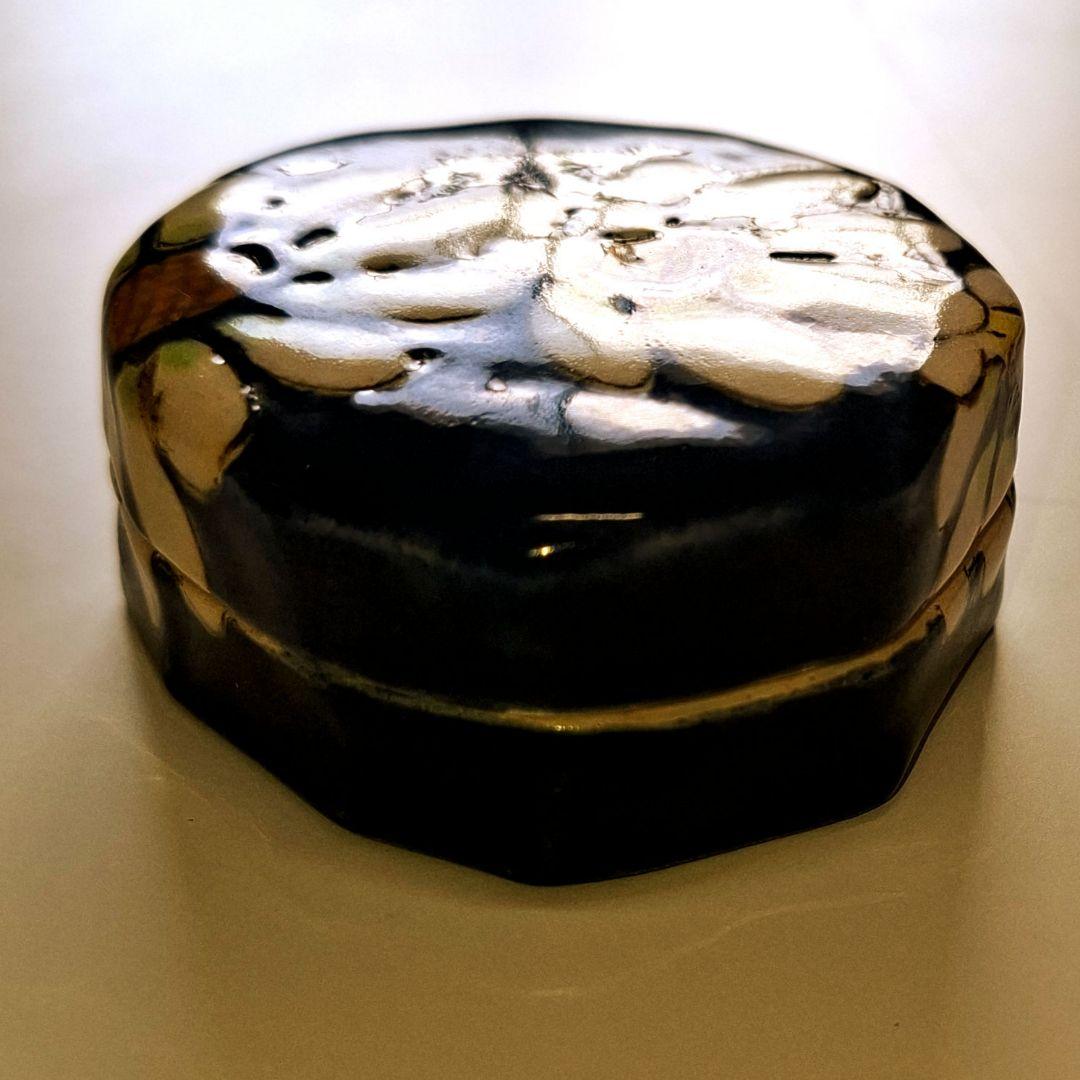 ★希少　年代物　香合　小物入れ　瑠璃釉　コバルト釉　お香入れ　茶道具　茶道 — image 4
