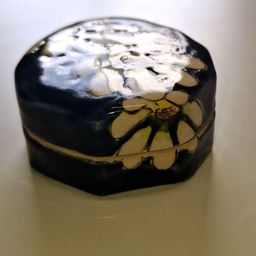 ★希少　年代物　香合　小物入れ　瑠璃釉　コバルト釉　お香入れ　茶道具　茶道 — image 5