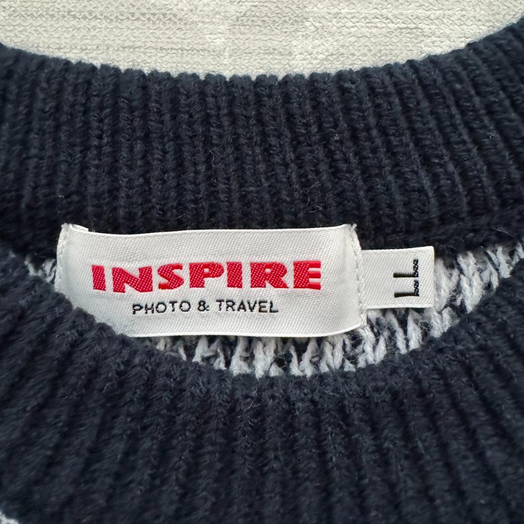 美品 INSPIRE インスパイア ボーダー柄 ニット セーター LL — image 2