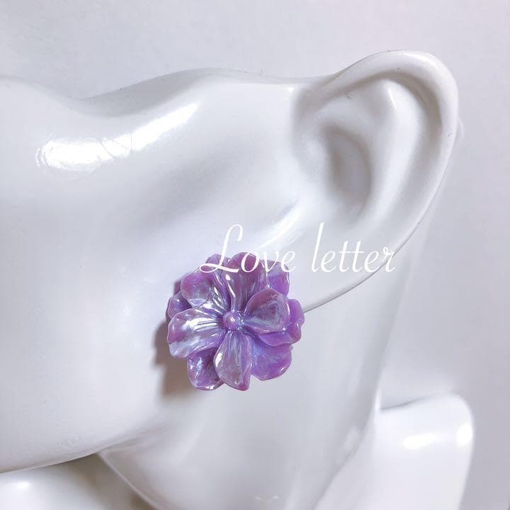 No.682 ラベンダーフラワーイヤリング 韓国 春夏 上品 — image 2
