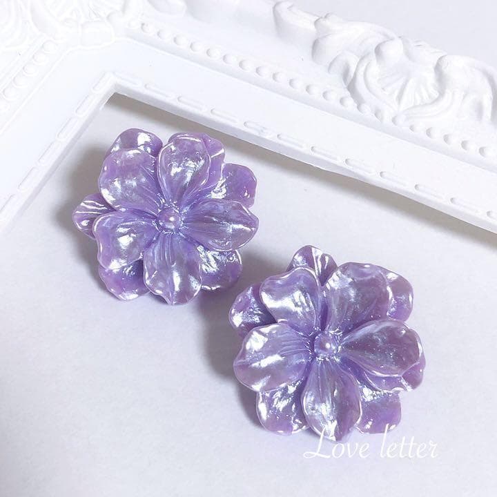 No.682 ラベンダーフラワーイヤリング 韓国 春夏 上品 — image 3