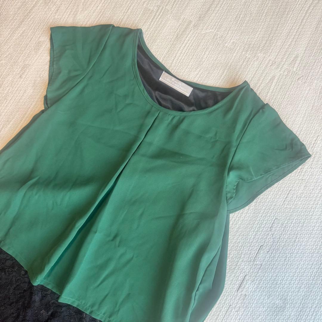 【Broderie & Co】ドッキングワンピース フレアスリーブ 緑 極美品 — image 2