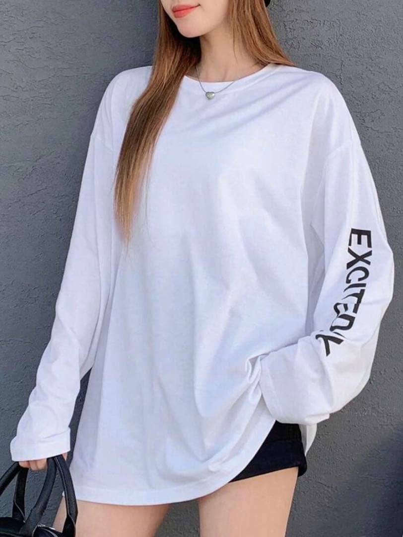 新品 SHEIN オーバーサイズ ロンT ホワイト M 完売品 ビッグシルエット — image 2