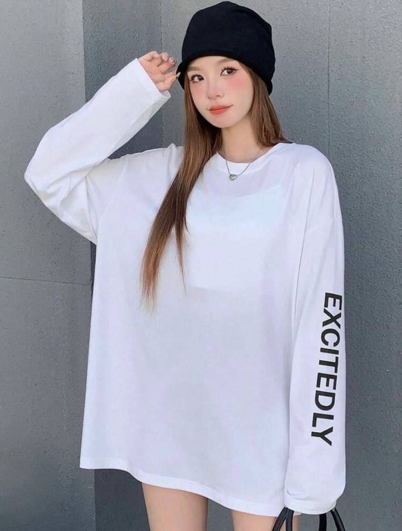 新品 SHEIN オーバーサイズ ロンT ホワイト M 完売品 ビッグシルエット — image 3
