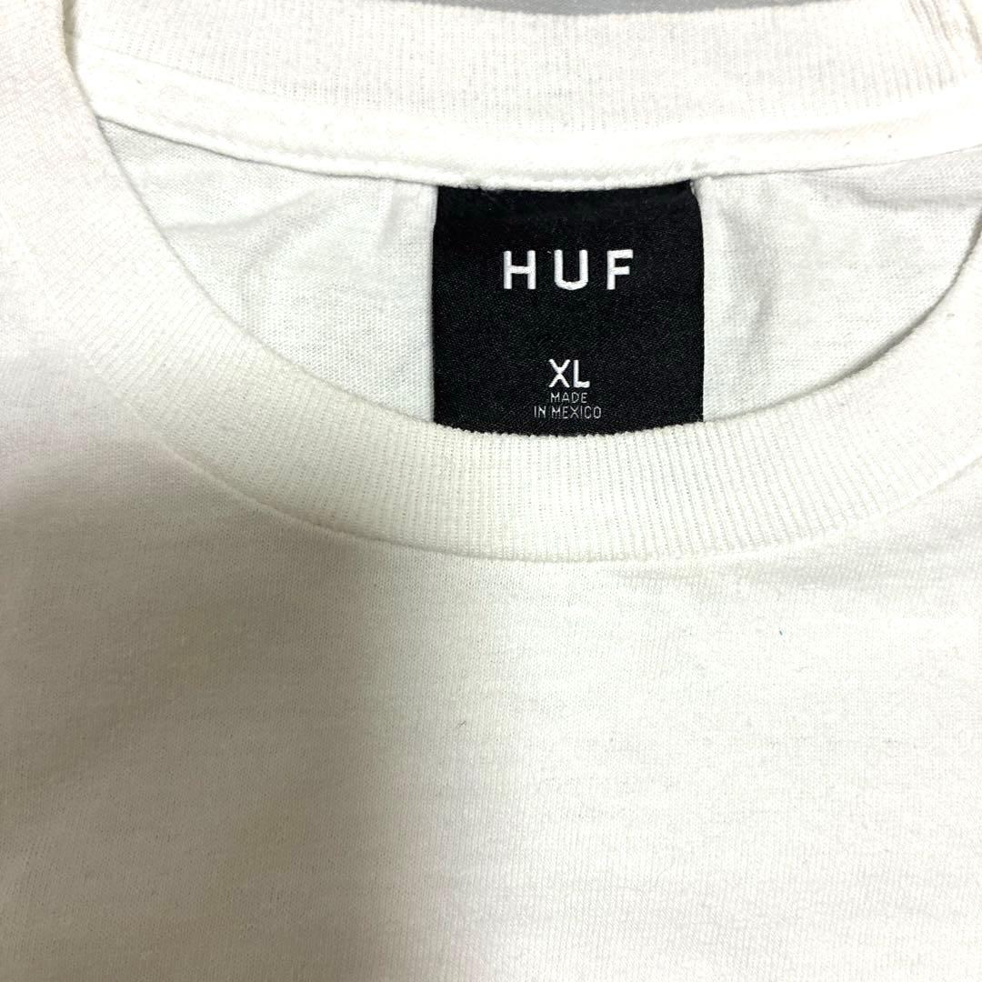 【大人気XL】HUF ハフ ビッグロゴ Tシャツ ホワイト ストリート 古着 — image 4