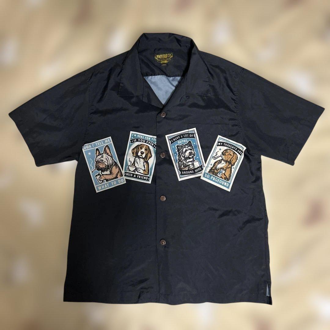 UNIVERD72・犬デザイン・両面プリント・半袖シャツ・ブラック・Lサイズ — image 4