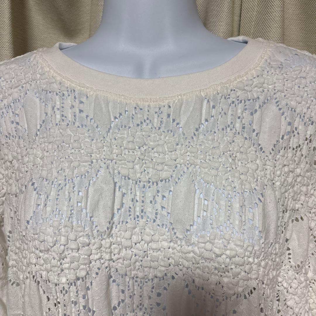 新品！ホワイト レース 長袖 トップス — image 2