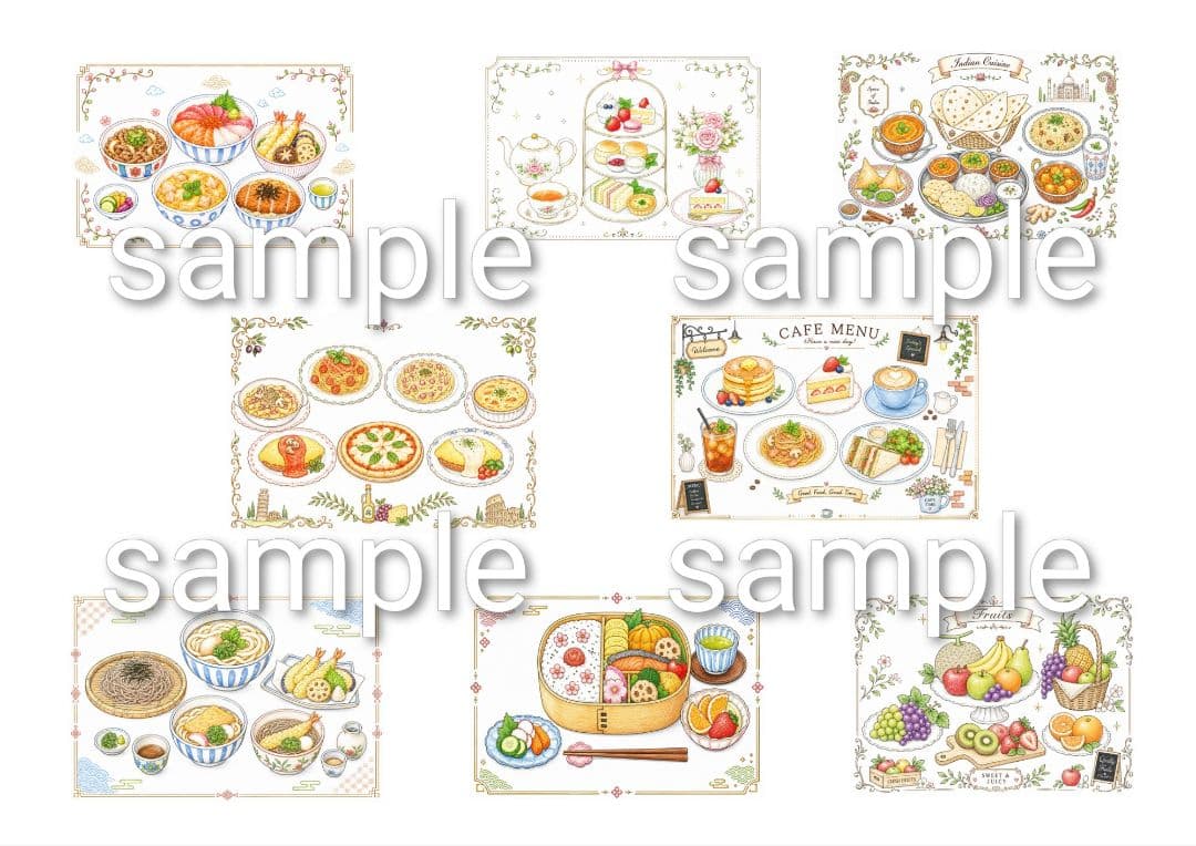 【大人の塗り絵/グルメシリーズ】A4横16枚/着色見本付き/デジタルデトックス — image 5
