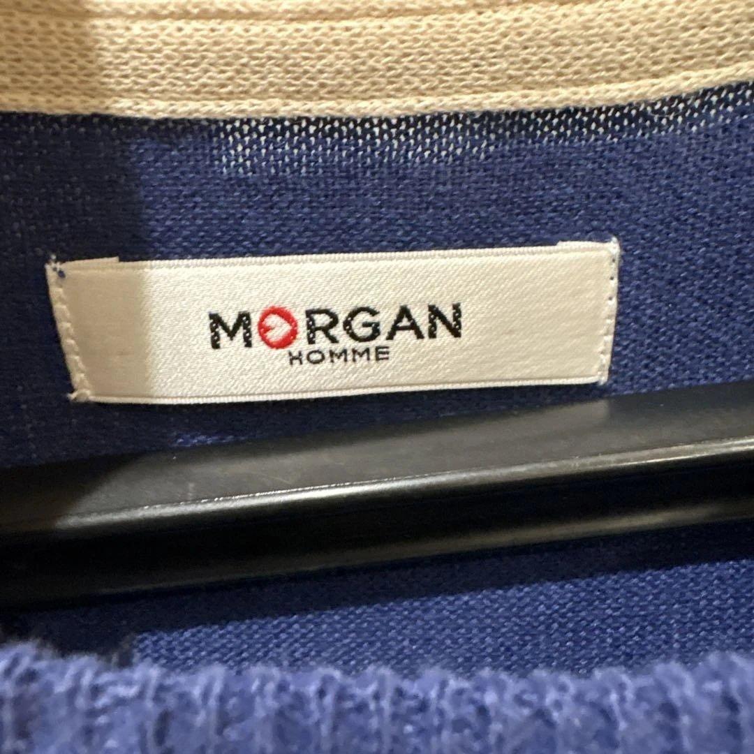 MORGAN HOMME ニット 半袖 ポケット付き ネイビー — image 3