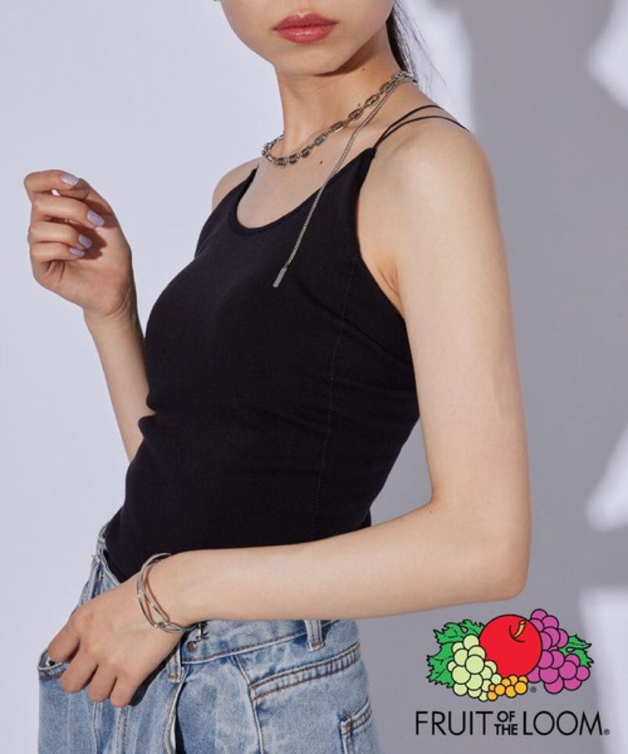 新品タグ付き FRUIT OF THE LOOM カップ付きキャミソール 黒 — image 2