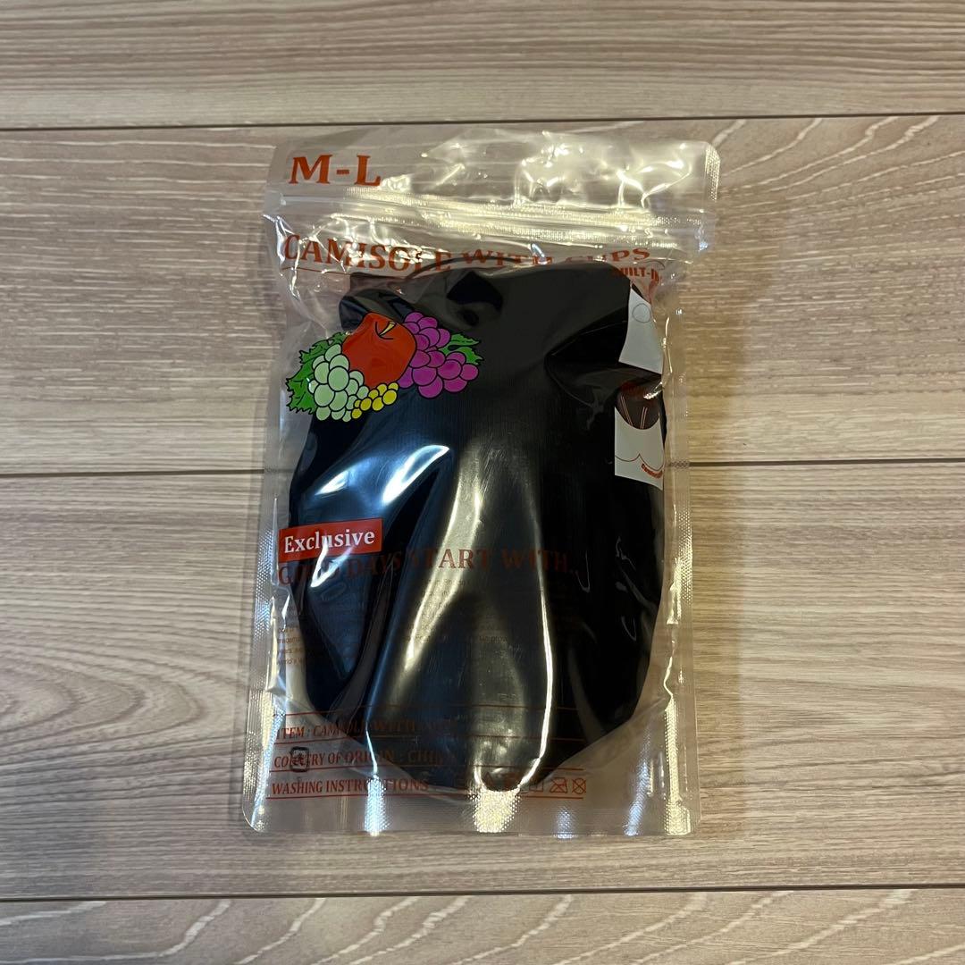 新品タグ付き FRUIT OF THE LOOM カップ付きキャミソール 黒 — image 3