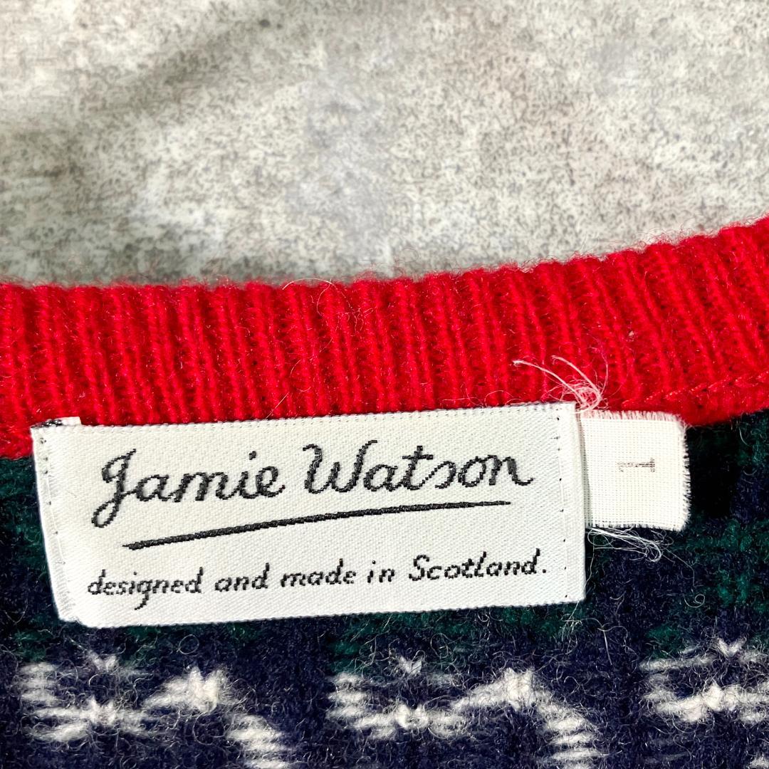 スコットランド製　Jamie Watson　ニット　セーター　レッド　総柄 — image 5