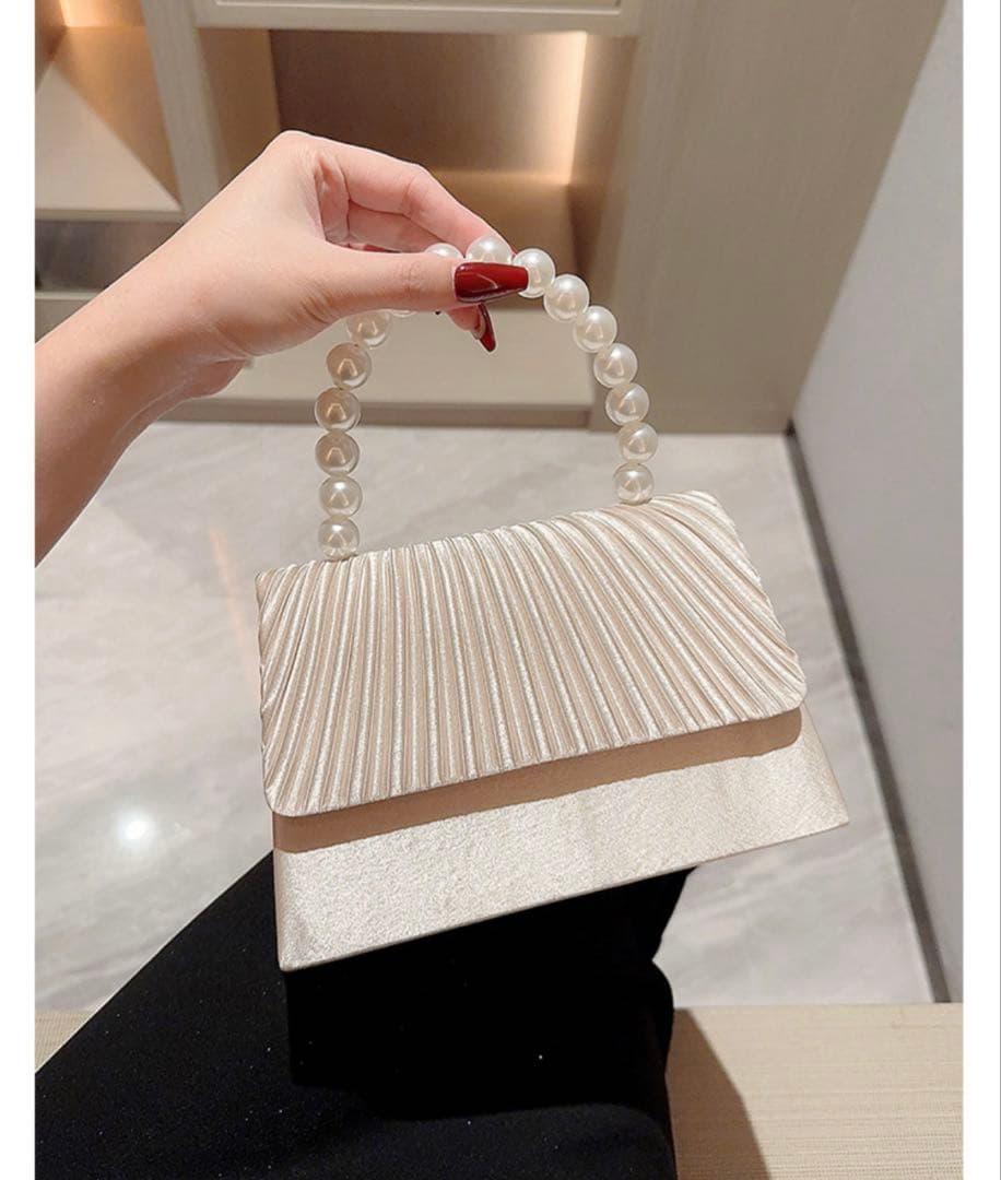 パールハンドル 2way ハンドバッグ パーティー 結婚式 二次会 お呼ばれ — image 2