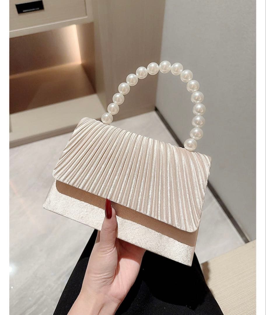 パールハンドル 2way ハンドバッグ パーティー 結婚式 二次会 お呼ばれ — image 3