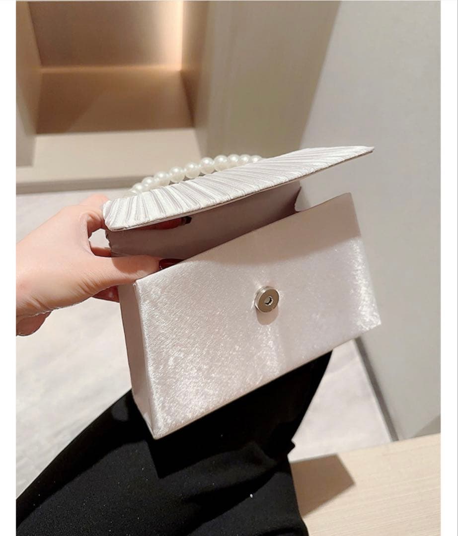 パールハンドル 2way ハンドバッグ パーティー 結婚式 二次会 お呼ばれ — image 4