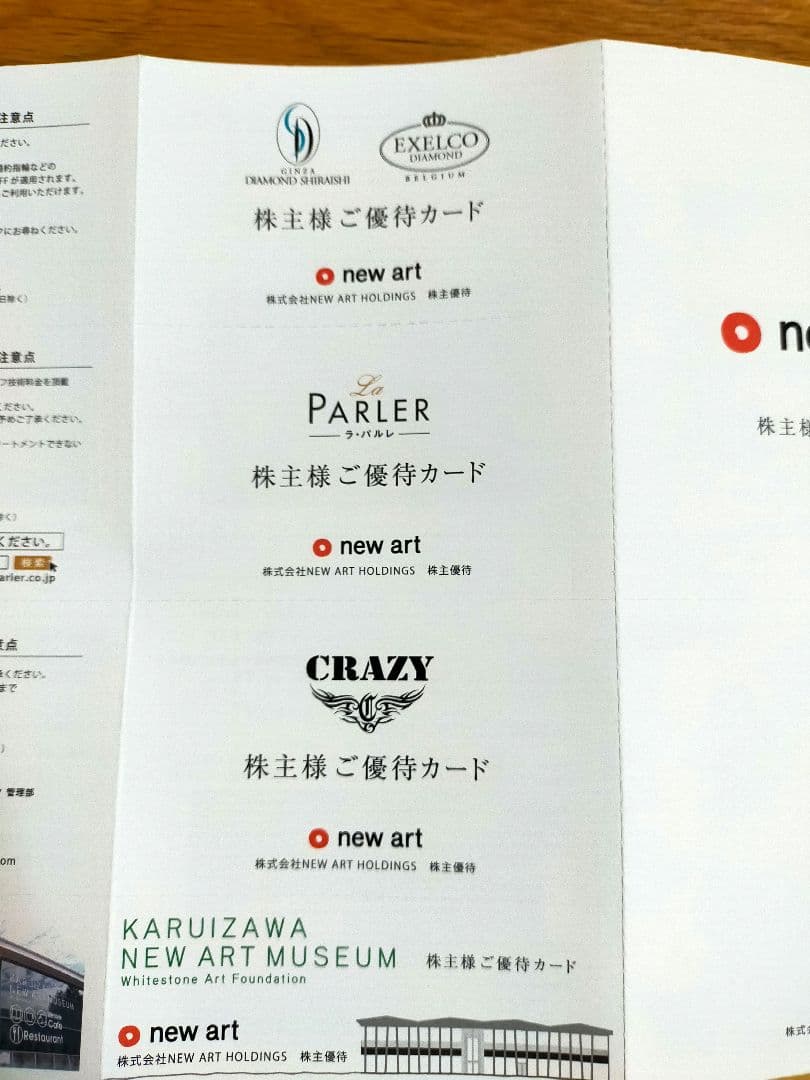 【最安│匿名】ニューアートホールディングス 株主優待券 — image 3