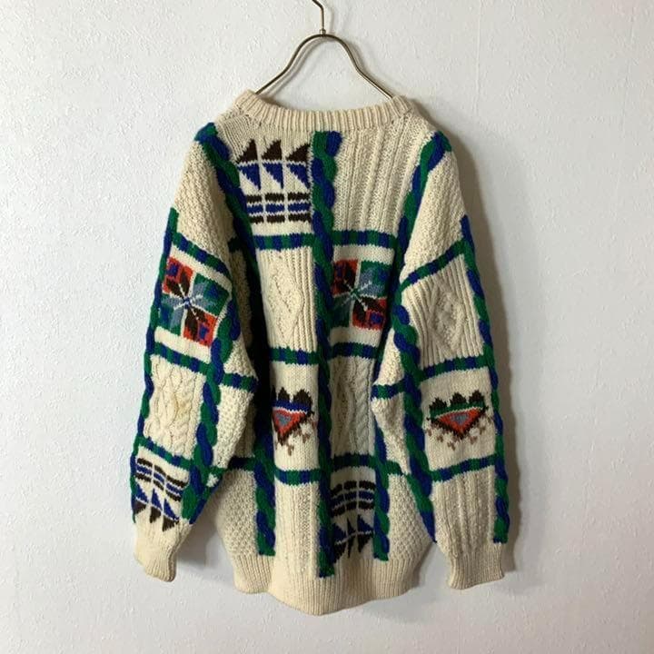 90‘s Fishermans knit ケーブルニット ハンドニット BL — image 3