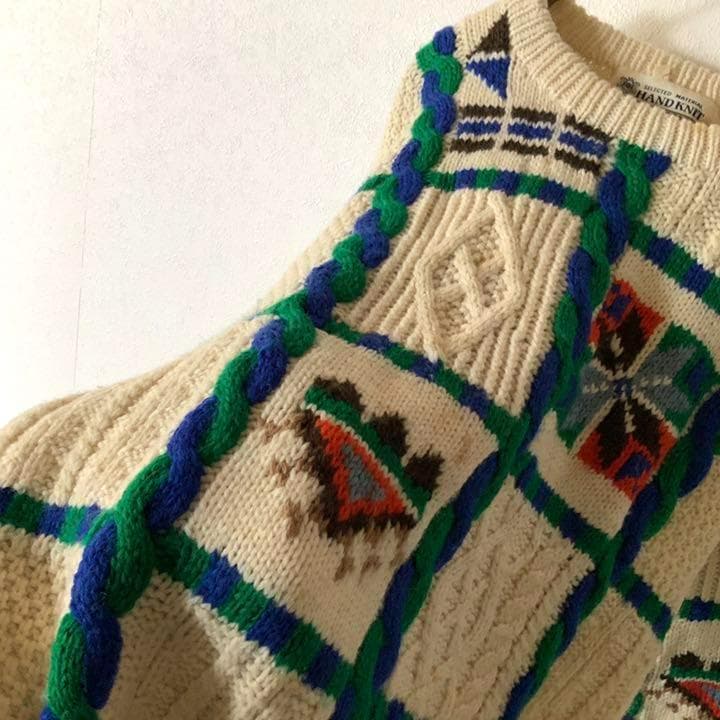 90‘s Fishermans knit ケーブルニット ハンドニット BL — image 4