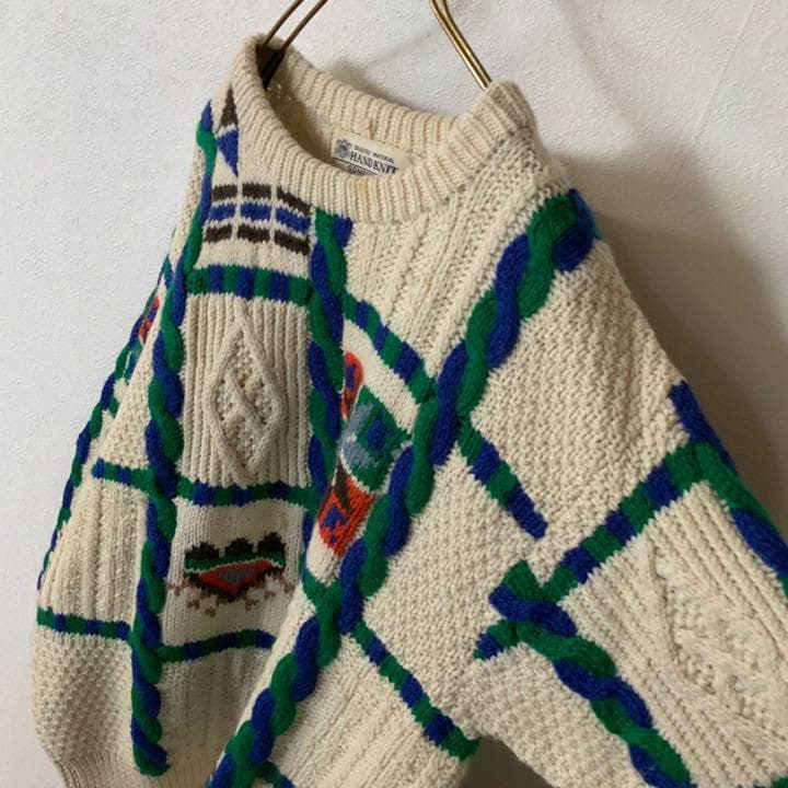 90‘s Fishermans knit ケーブルニット ハンドニット BL — image 5