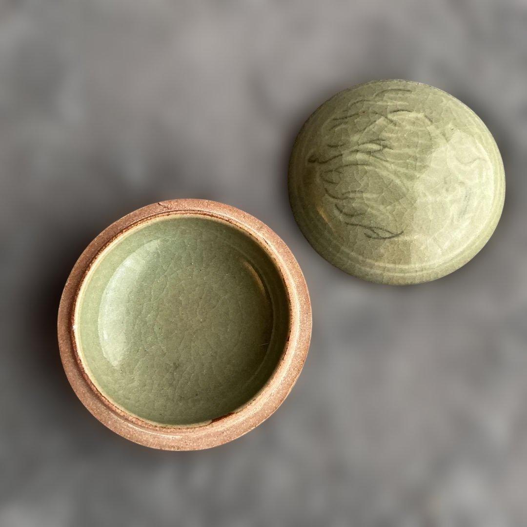 茶道具 アンティーク 香合 青磁 貫入 陶器 — image 2