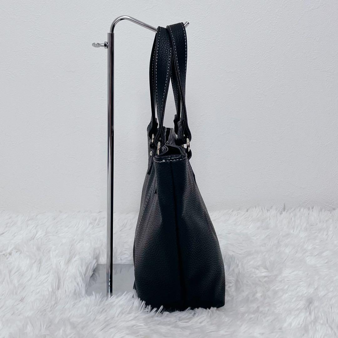 【美品】HAMANO レザー ハンドバッグ ブラック フォーマル 皇室御用達 — image 3