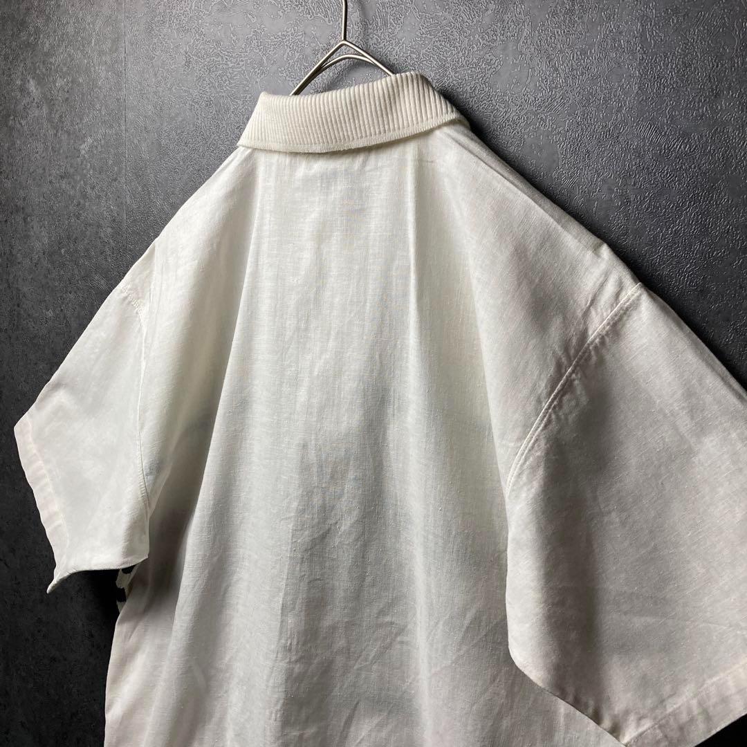 VINTAGE サマーニット　古着　白　刺繍　ハーフボタン　レトロ — image 4