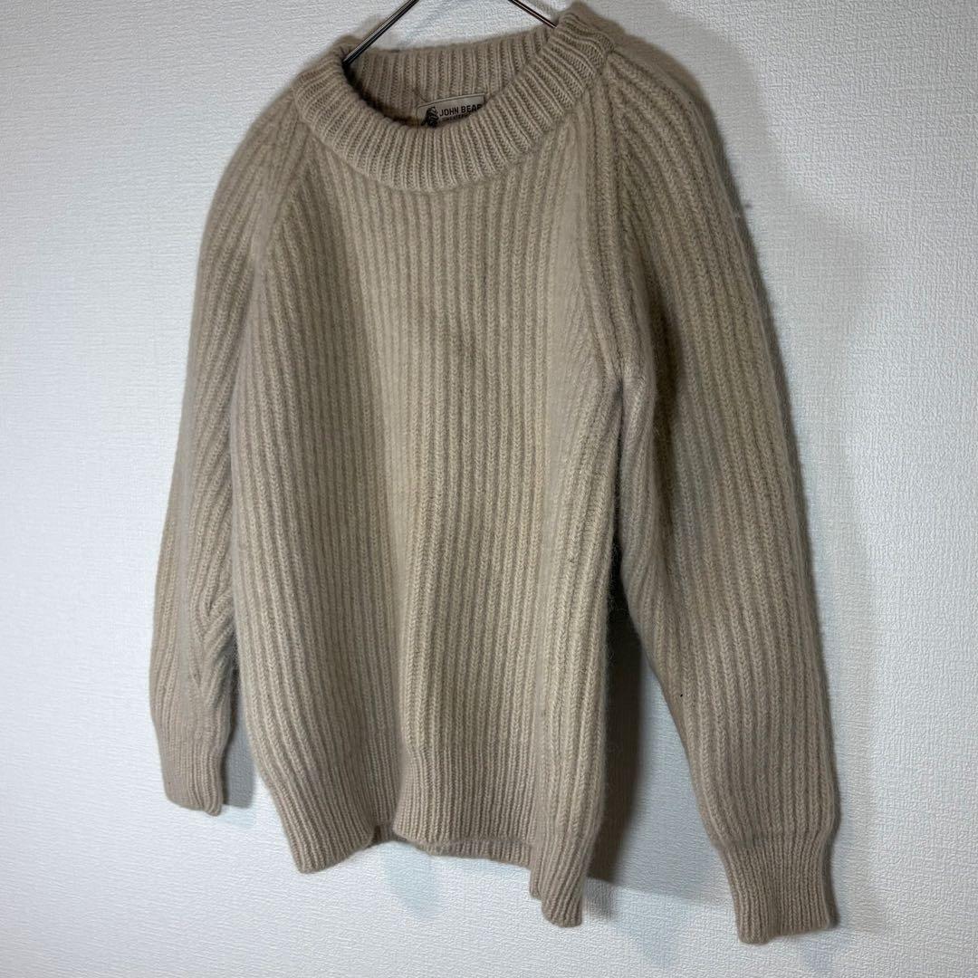 JOHN BEAR リブ編み クルーネックニット ベージュ ラグラン袖 カナダ製 — image 4