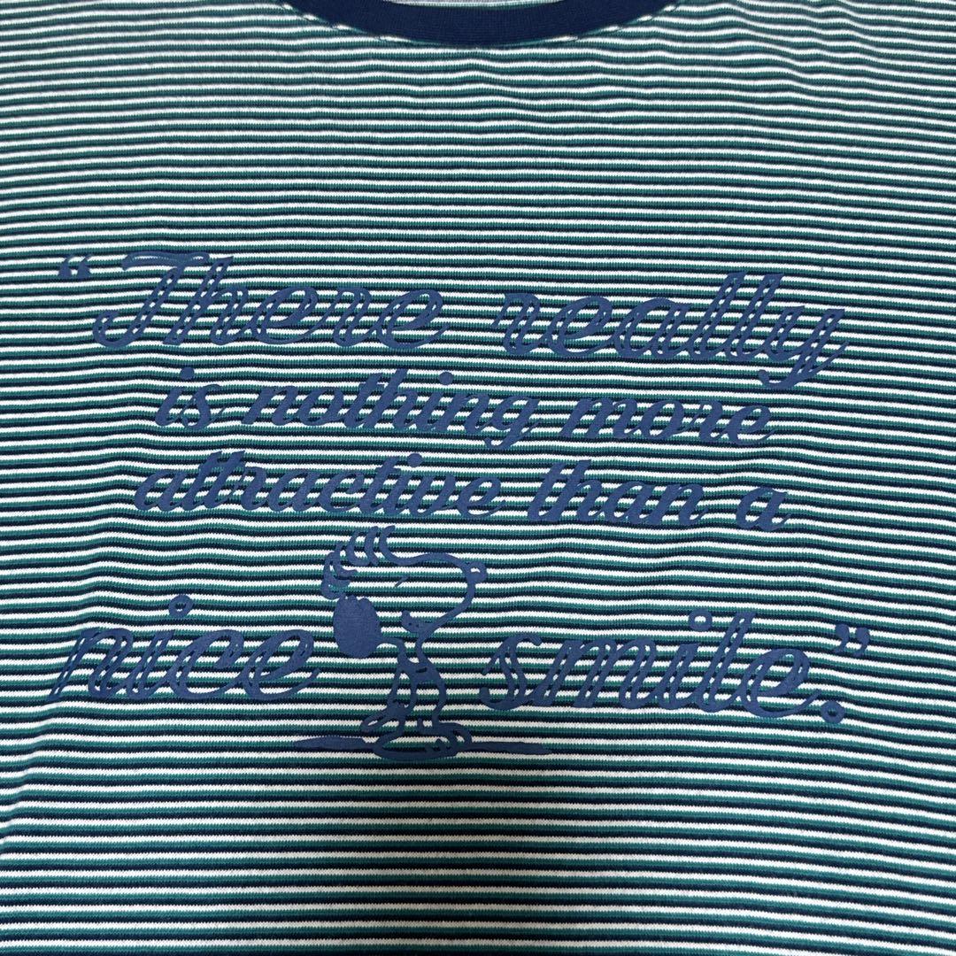【エレメントオブシンプルライフ】 スヌーピーTシャツ メンズM 青/緑 ボーダー — image 3