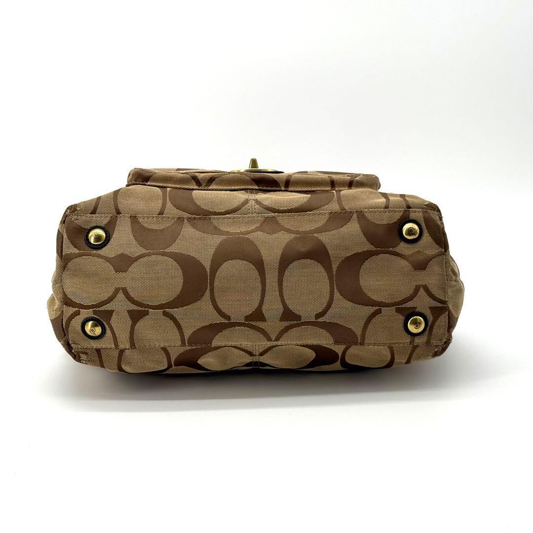 Coach Signature Tote Bag Brown Turnlock — image 5