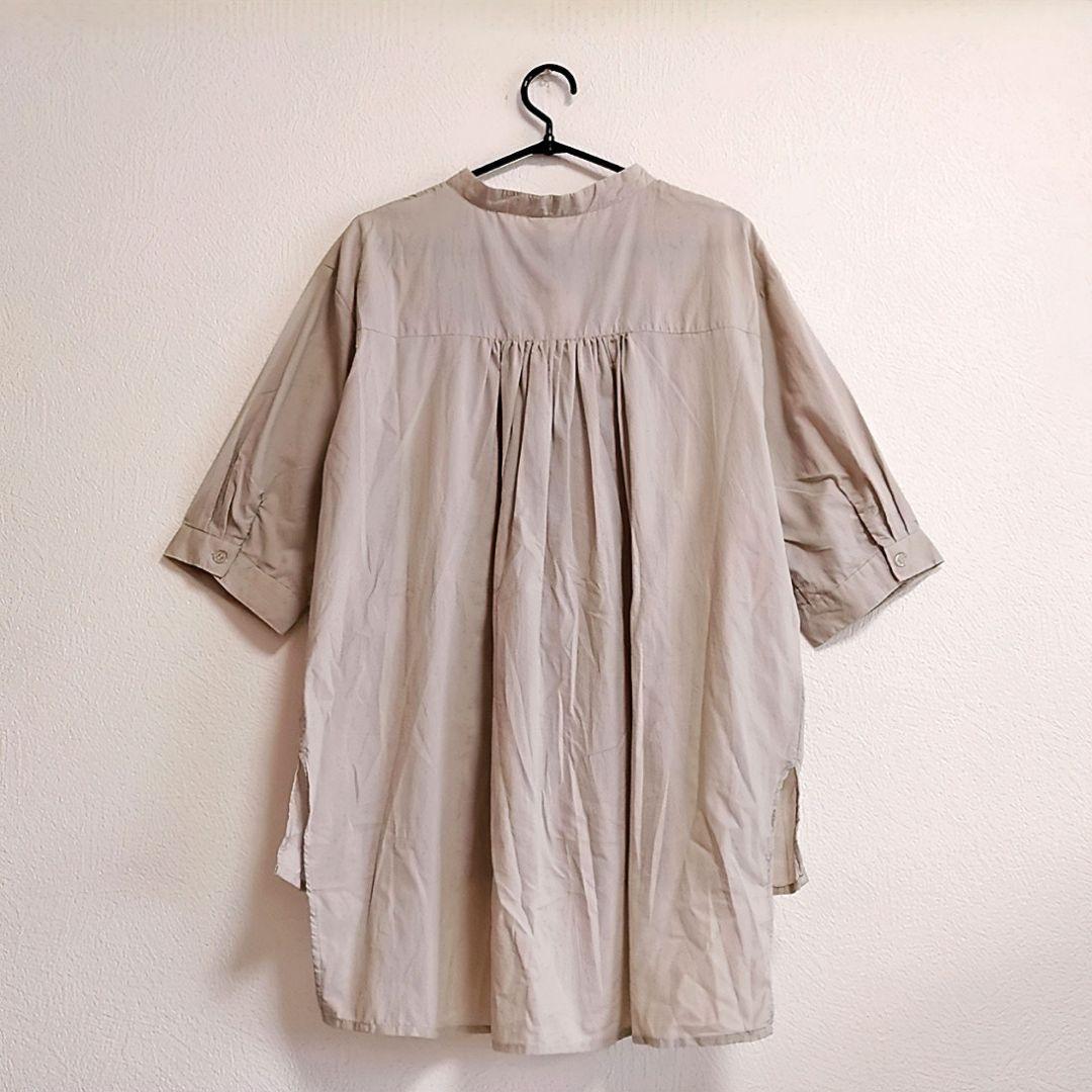 新品・タグ付！Noble Coton ノーカラー チュニック ブラウス Ｍサイズ — image 2