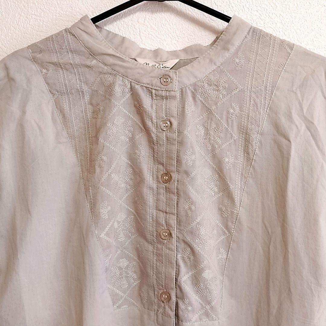 新品・タグ付！Noble Coton ノーカラー チュニック ブラウス Ｍサイズ — image 3