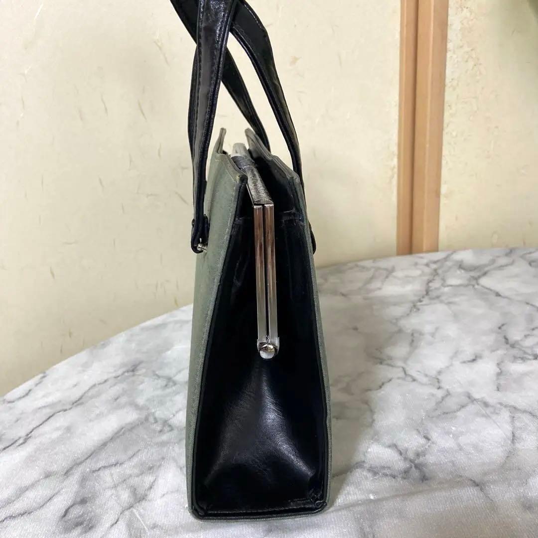和装バック 和装小物 ハンドバッグ手提げ上品 淡い深緑 布地 — image 2