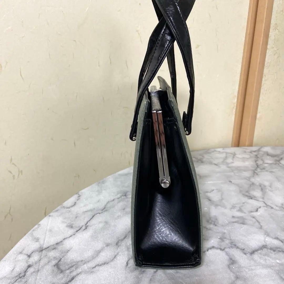 和装バック 和装小物 ハンドバッグ手提げ上品 淡い深緑 布地 — image 4