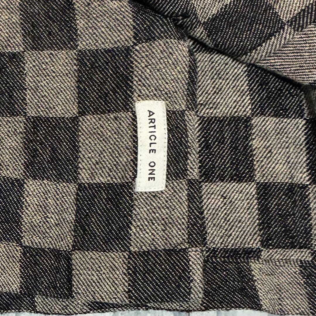 ARTICLE ONE チェック リネン コットン 短丈 開襟 半袖シャツ XL — image 3