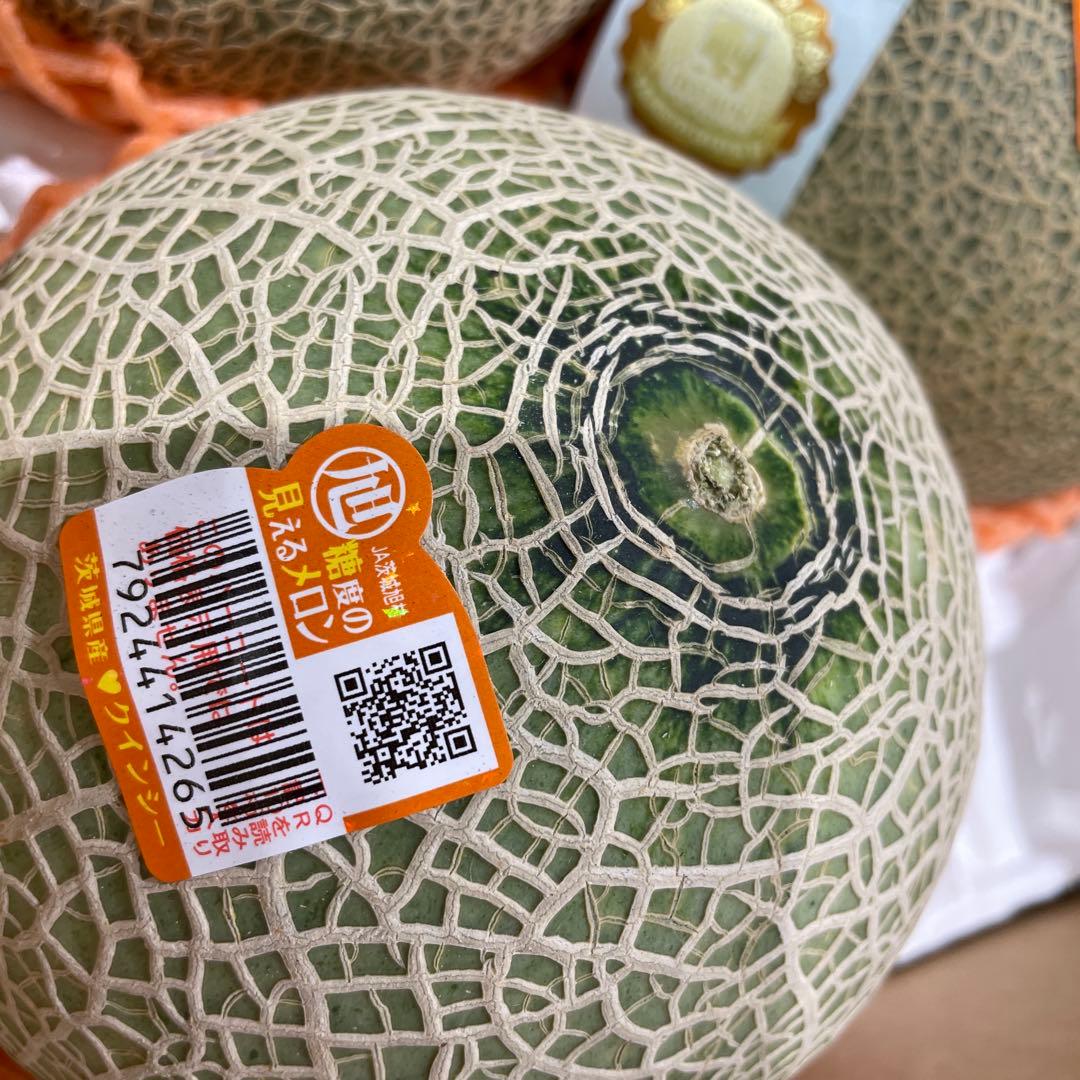 276糖度18度以上！茨城県旭村産プレミアムメロン極クインシー3L1箱4玉入 — image 3