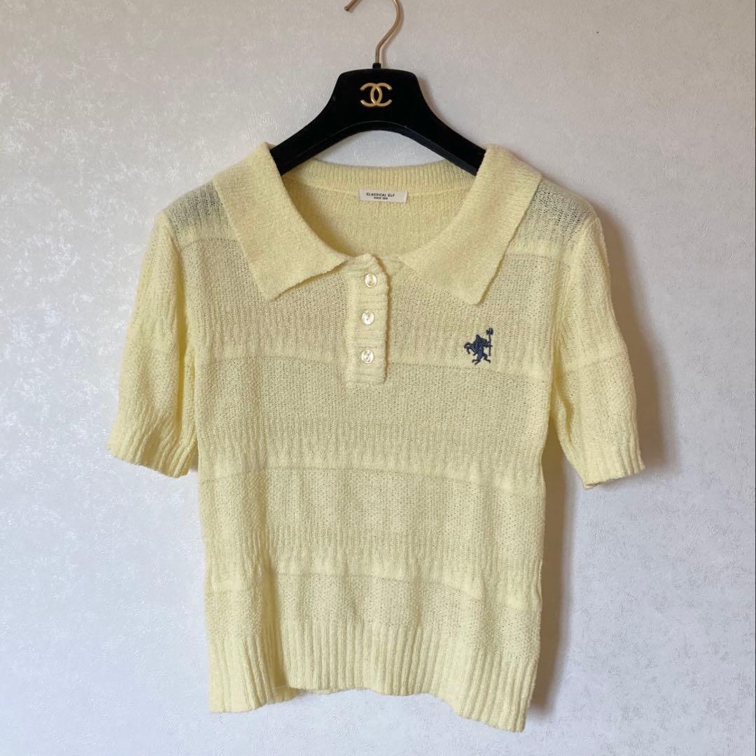 美品✨classicalelf ポロニット 半袖 イエロー Sサイズ — image 3