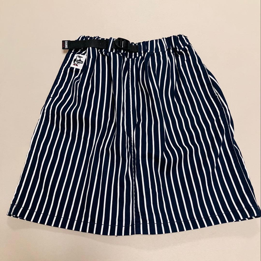 チャムス　CHUMS ストライプ　スカート　ネイビー　美品　140 — image 2