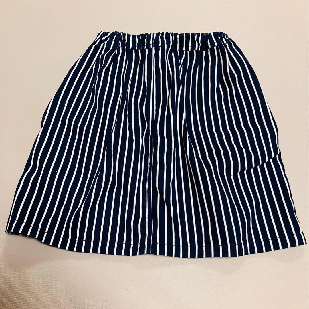 チャムス　CHUMS ストライプ　スカート　ネイビー　美品　140 — image 3