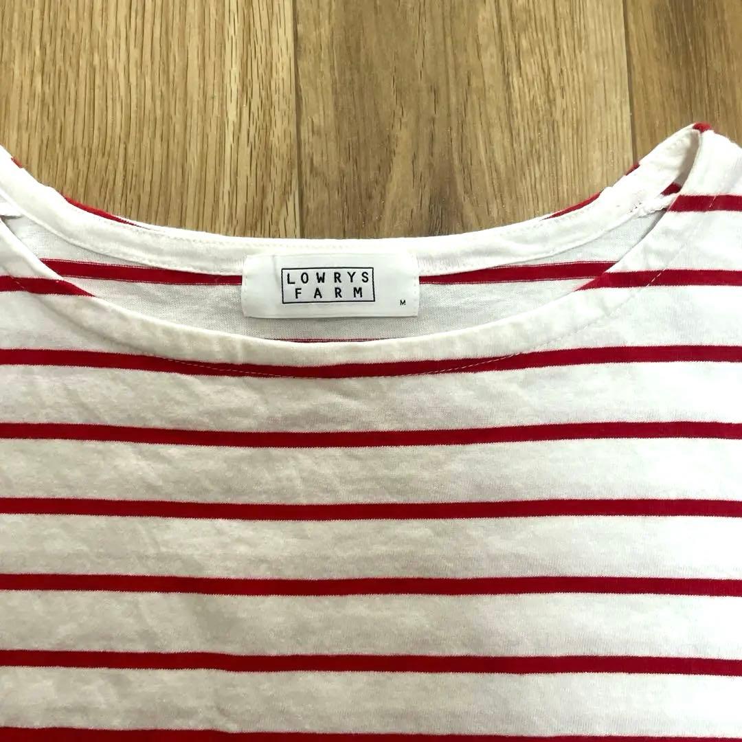 LOWRYS FARM ボーダー 半袖　カットソー レッド M 赤 — image 2