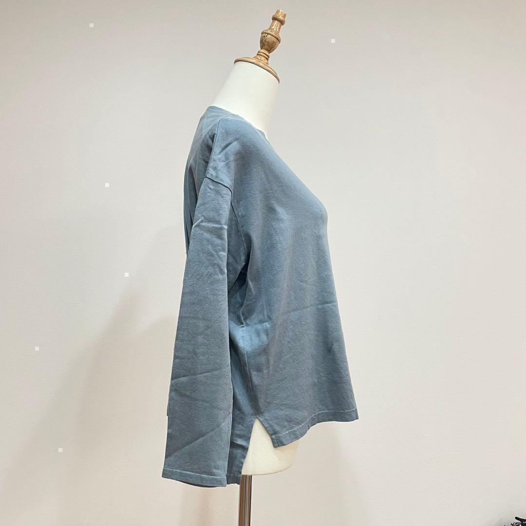 CORNER バックスリットロングTシャツ　ブルー系　綿100% プルオーバー — image 3