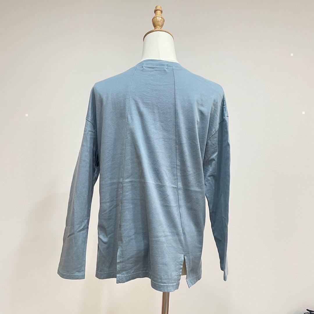 CORNER バックスリットロングTシャツ　ブルー系　綿100% プルオーバー — image 4