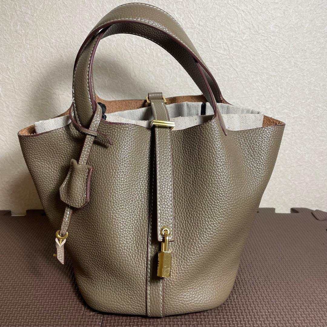 本革 牛革 キューブバッグ バケツバッグ ハンドバッグ インナーバッグ付 — image 2