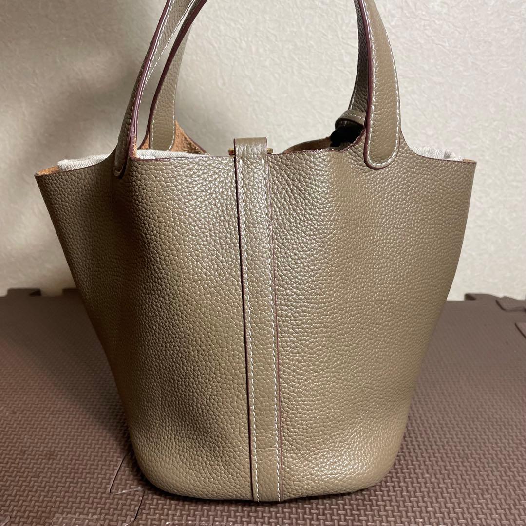 本革 牛革 キューブバッグ バケツバッグ ハンドバッグ インナーバッグ付 — image 4