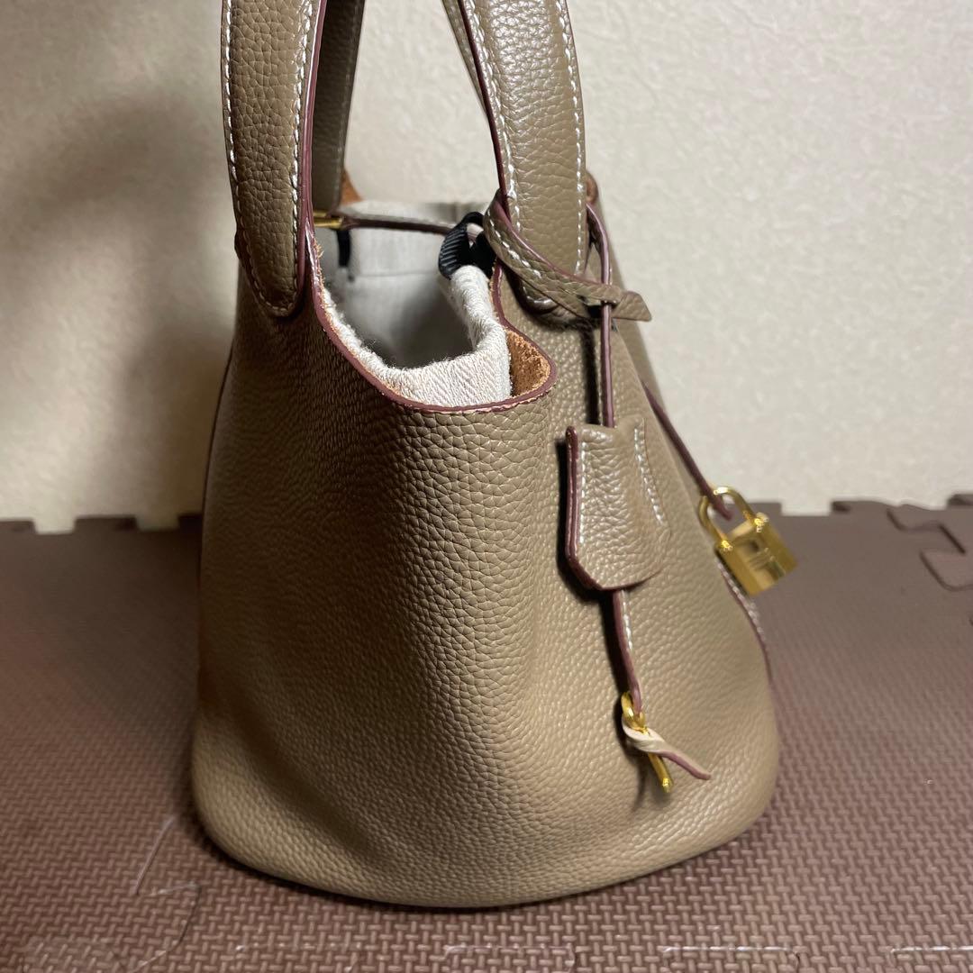 本革 牛革 キューブバッグ バケツバッグ ハンドバッグ インナーバッグ付 — image 5