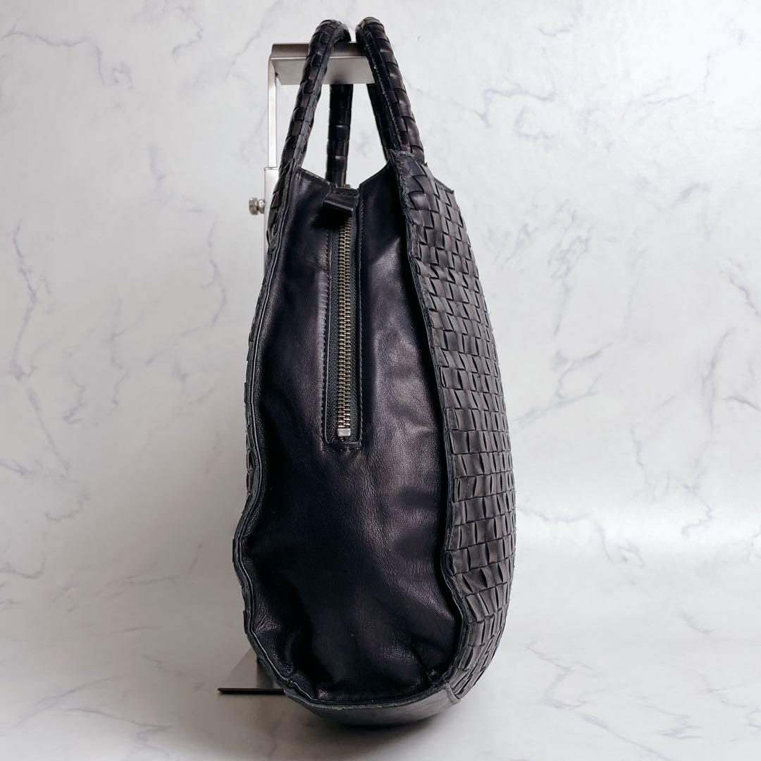 美品✨B.stuff イントレチャート ハンドバッグ メッシュ 編み込み 黒 — image 5