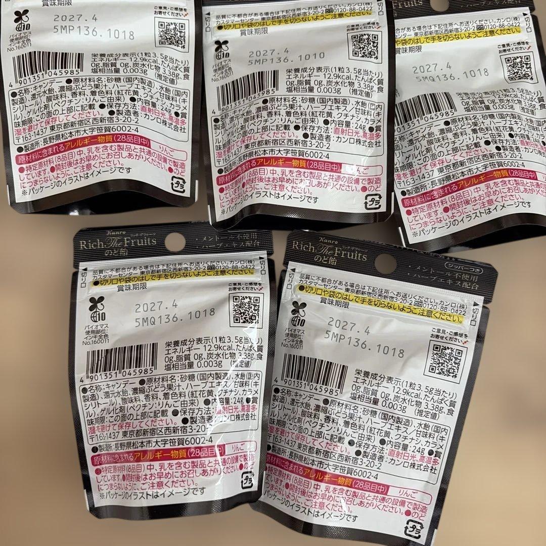 Kanro Rich The Fruits のど飴 シャインマスカット 5袋 — image 2