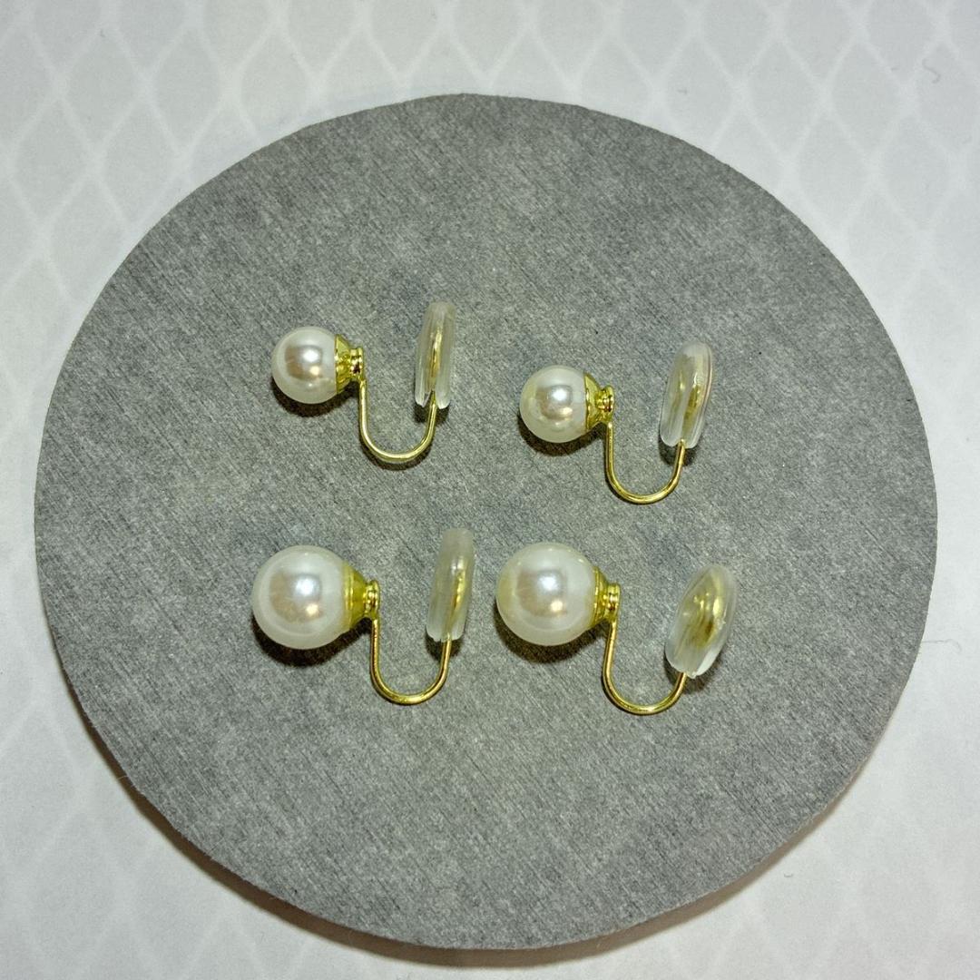 パールイヤリング 8mm ノンホール シリコン付き ゴールド金具 フォーマル — image 4