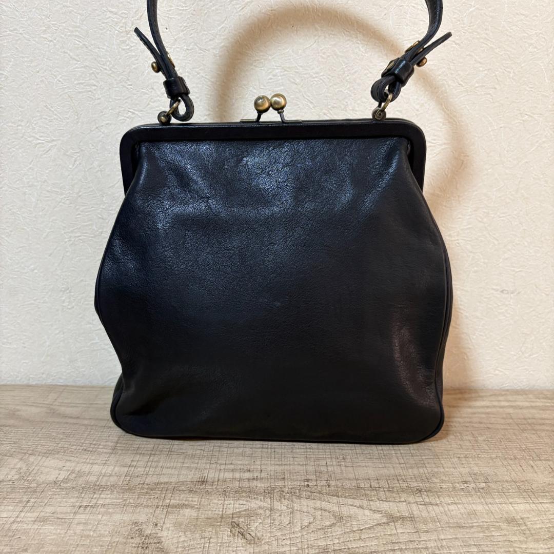 良品 Yammart ヤマート カウレザーがま口スクエア型ハンドバッグ — image 2