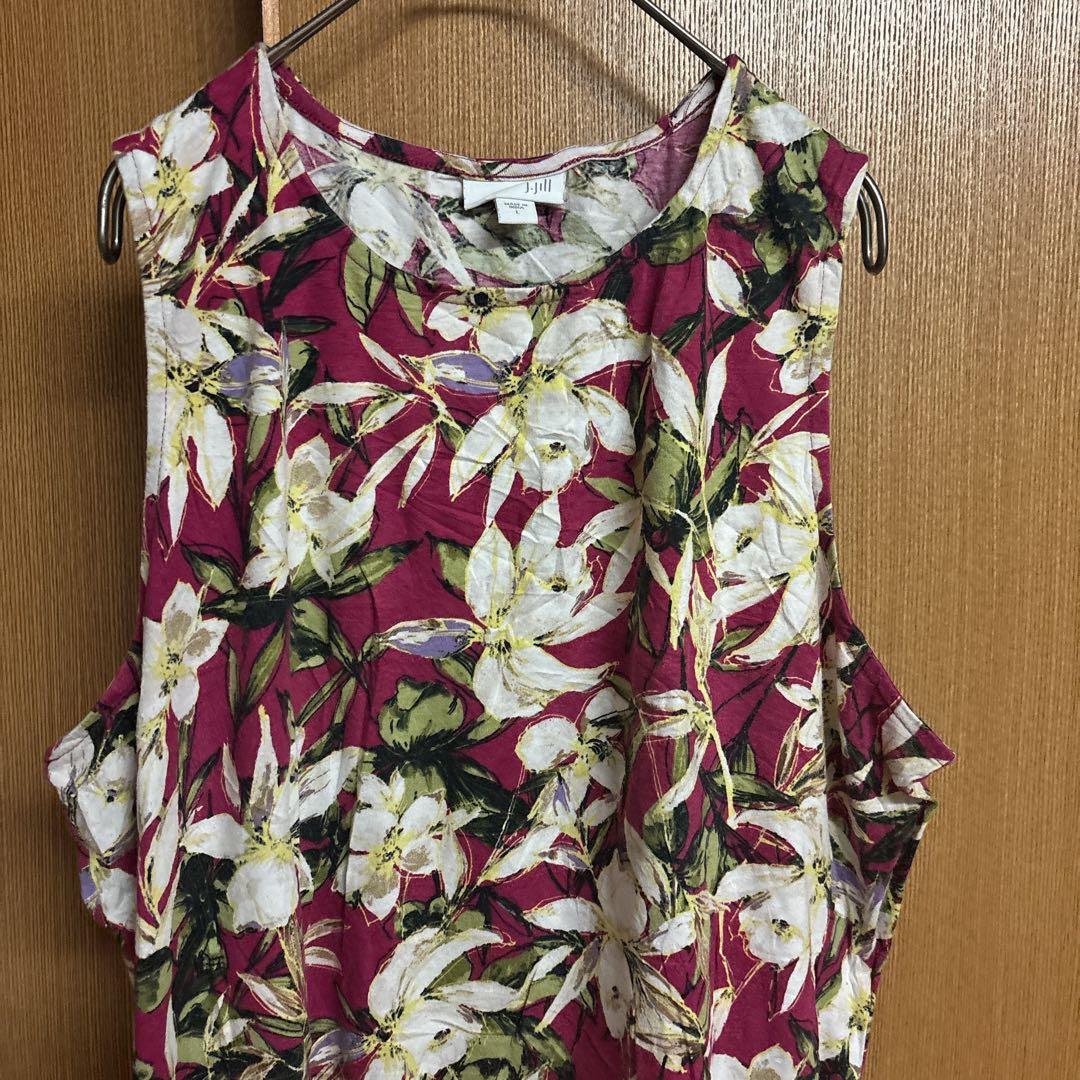 美品✨J.Jill【L】フラワープリント ノースリーブ チュニック おしゃれ — image 5